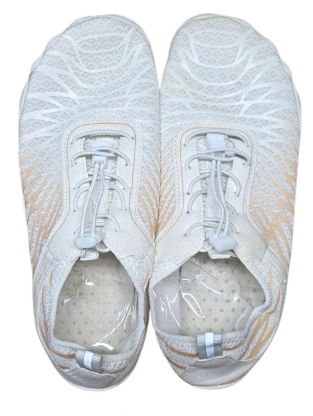 Lightweight White & Peach Knit Sneakers  USA 9 1/2